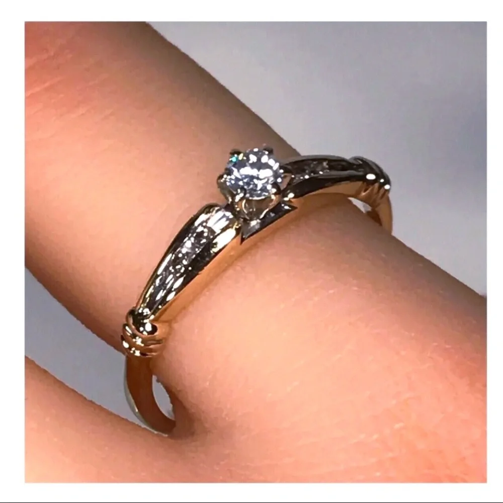 14KT SOLID YELLOW GOLD .25 CARAT TOTAL WEIGHT 6 PRONG SET DIAMOND ACCENT BEAUTY - Picture 10 of 12